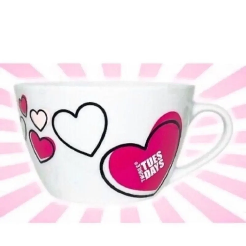 LIMITED EDITION T-Mobile Tuesdays Heart Ceramic Round Mug set of 2